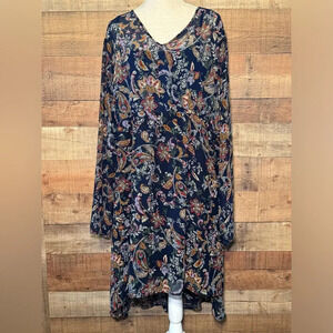 🌻 COWGIRL LEGEND Navy Paisley Floral High Low Dress Women's size 3X